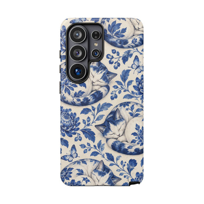 Porcelain Paws Samsung Galaxy Tough Case | blue cat pattern