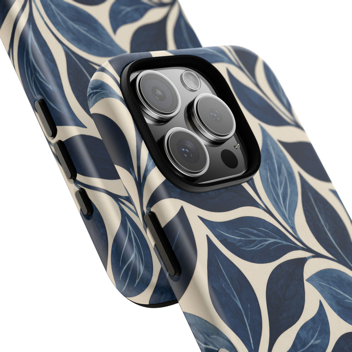 Indigo Folia iPhone Tough Case | Indigo & Ivory Leaf Pattern