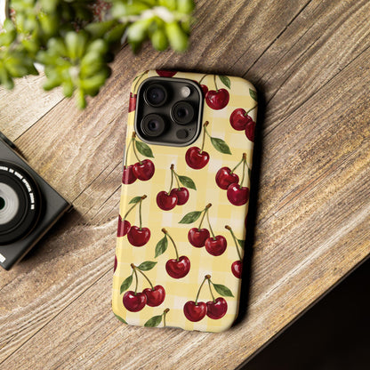 Cherry Gingham iPhone Tough Case | Cherry Picnic