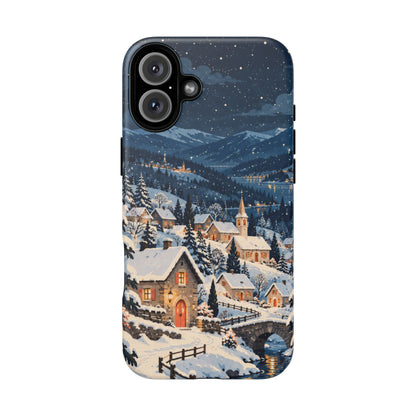 Snowfall on Juniper Lane iPhone Tough Case | christmas village