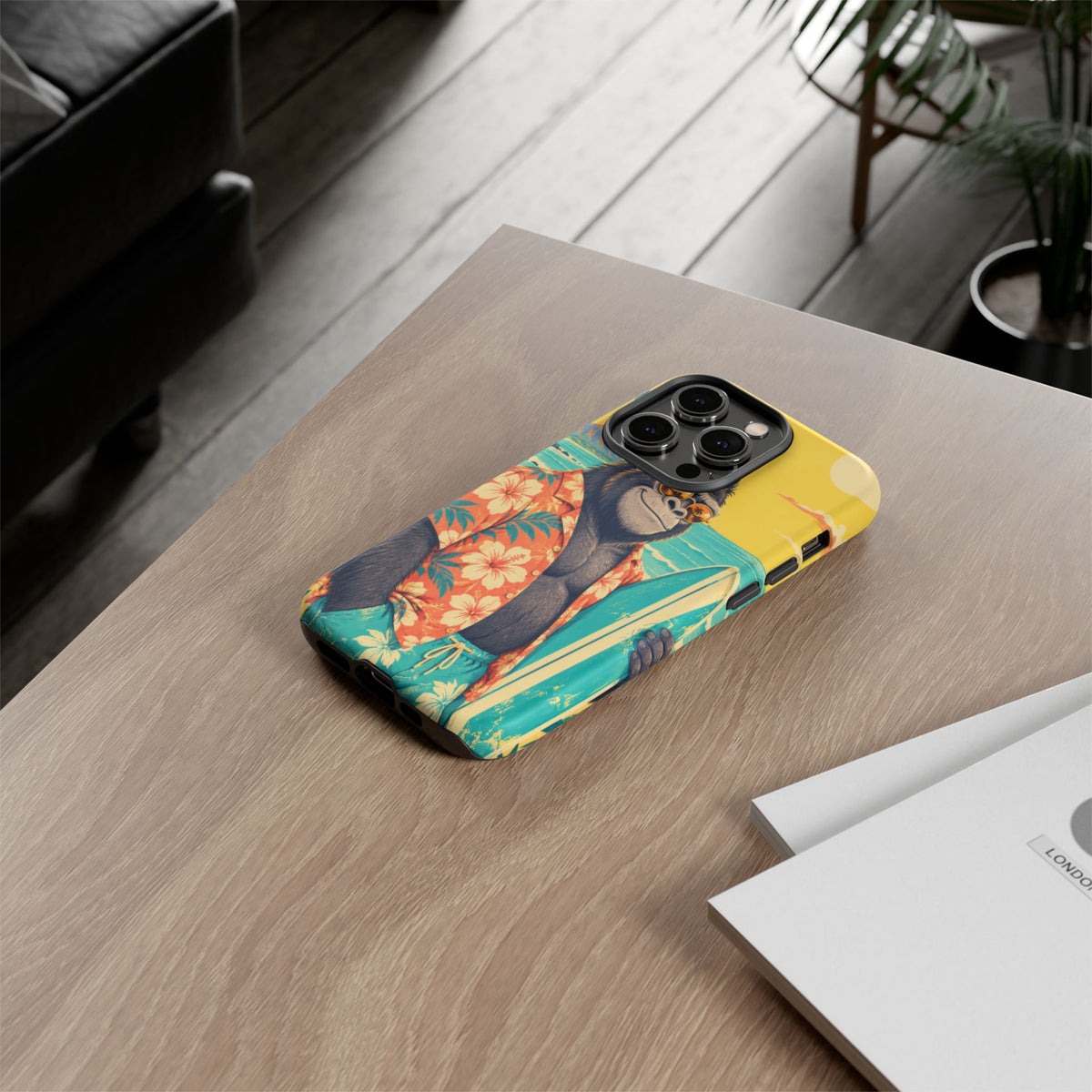 Banana Break iPhone Tough Case | Retro Surf Gorilla Art