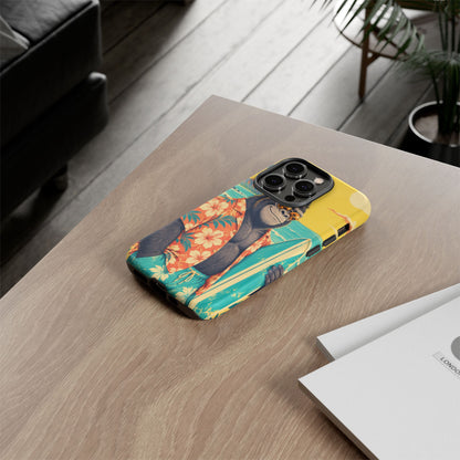 Banana Break iPhone Tough Case | Retro Surf Gorilla Art