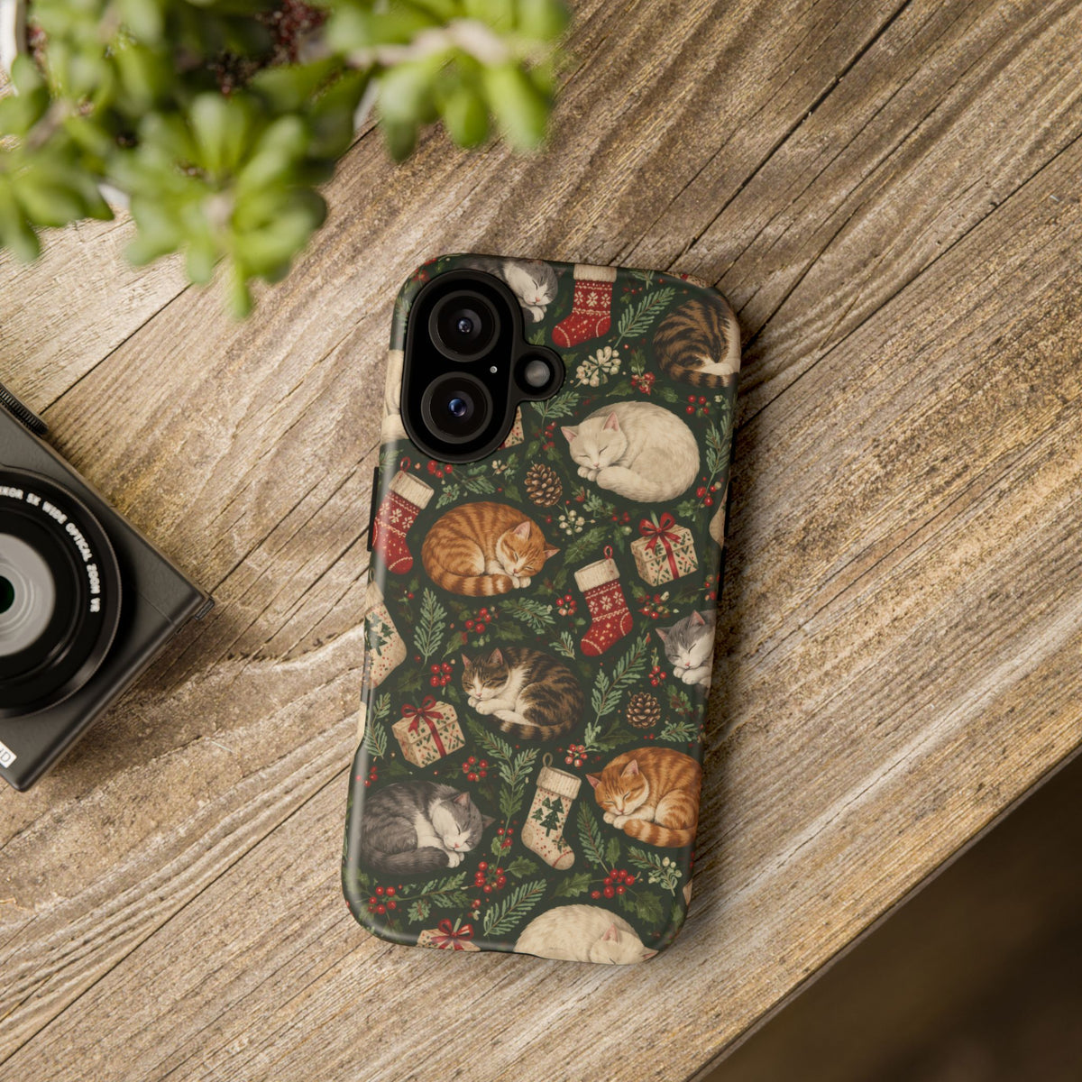 Christmas Cat Naps iPhone Tough Case | christmas cats