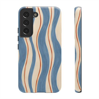 Blue Wavy Stripe Samsung Galaxy Tough Case | Riviera Ribbons