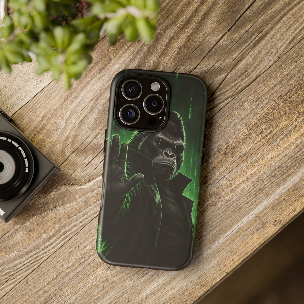 Cyberpunk Gorilla iPhone Tough Case | Neon Code Silverback