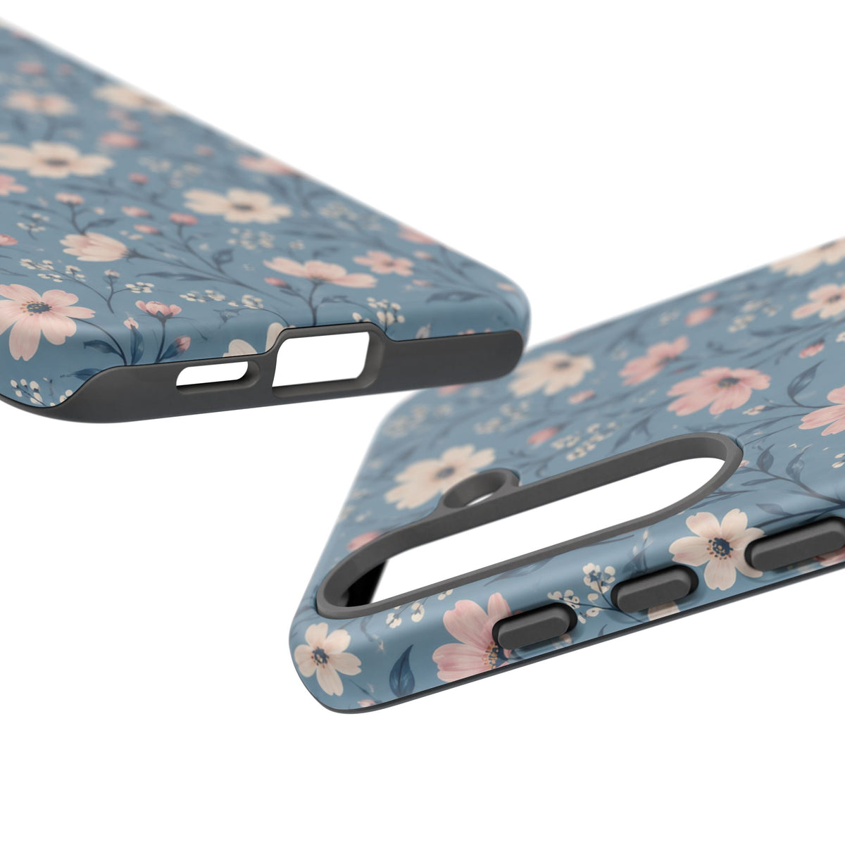 Blue Meadow Samsung Galaxy Tough Case | Pink & Ivory Floral on Blue