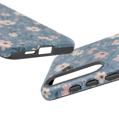 Blue Meadow Samsung Galaxy Tough Case | Pink & Ivory Floral on Blue