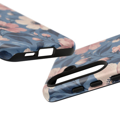 Dusk Blossom Samsung Galaxy Tough Case | Pink & Ivory Floral on Blue