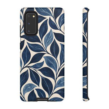 Indigo Folia Samsung Galaxy Tough Case | Indigo & Ivory Leaf Pattern