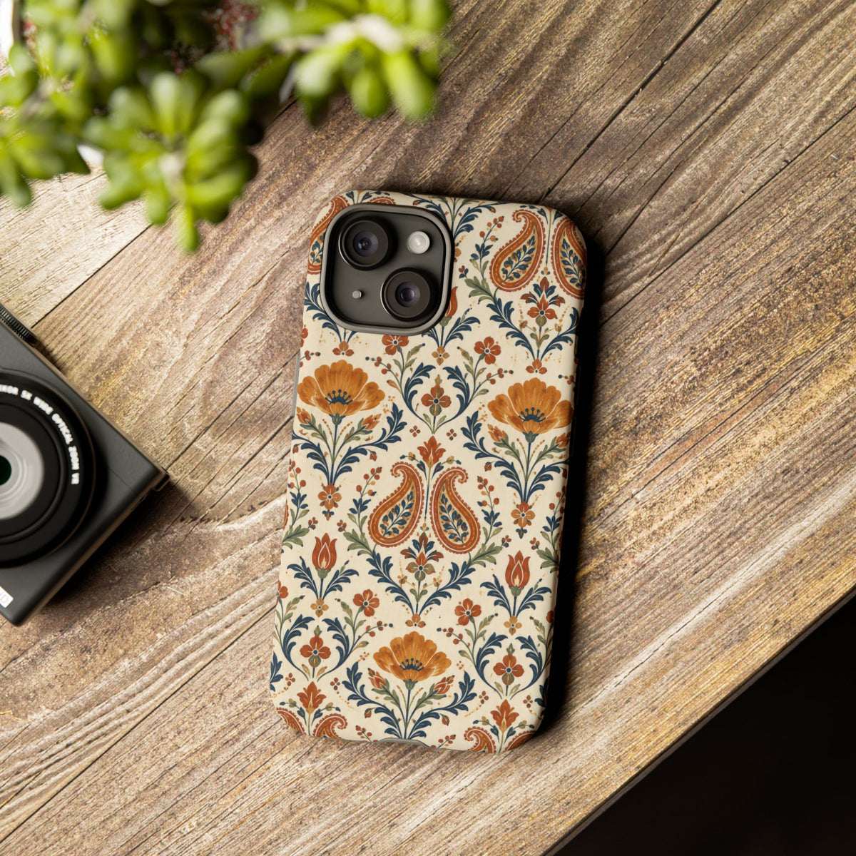 Terracotta Arabesque iPhone Tough Case | Terracotta Floral Paisley