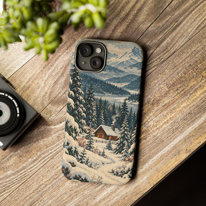 Vintage Winter Cabin Tough Phone Case