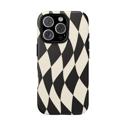 Harlequin Sway iPhone Tough Case | Black & White Harlequin