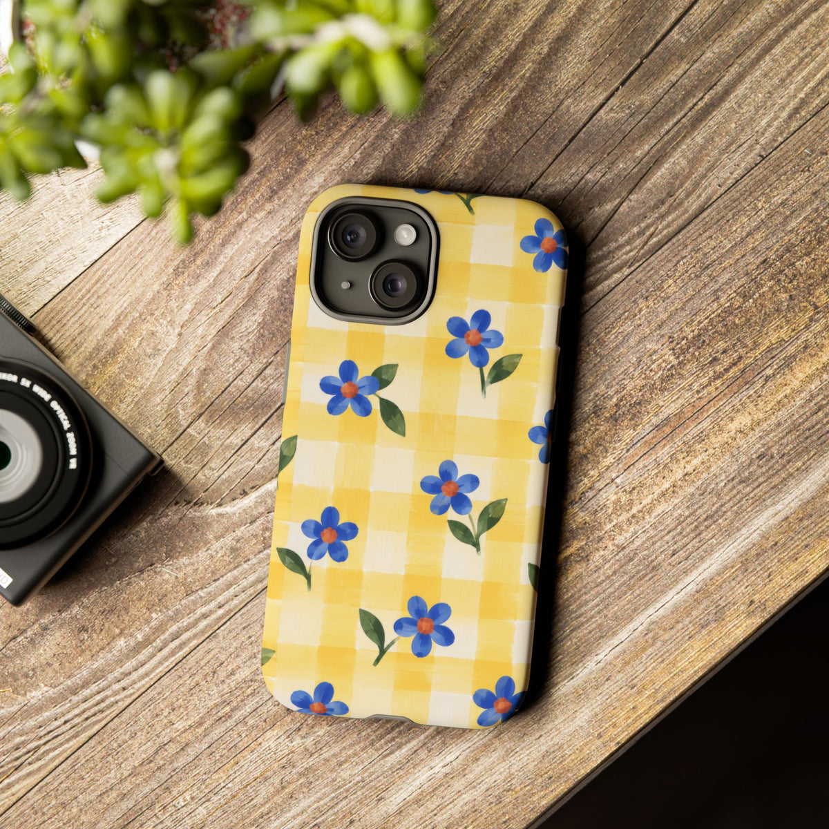 Buttercup Picnic iPhone Tough Case | yellow gingham