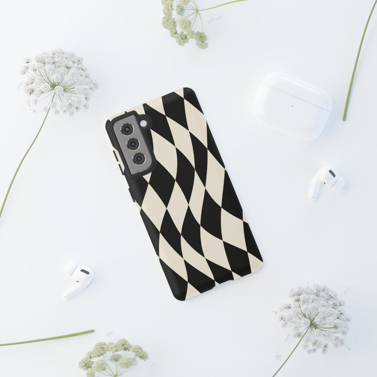 Harlequin Sway Samsung Galaxy Tough Case | Black & White Harlequin