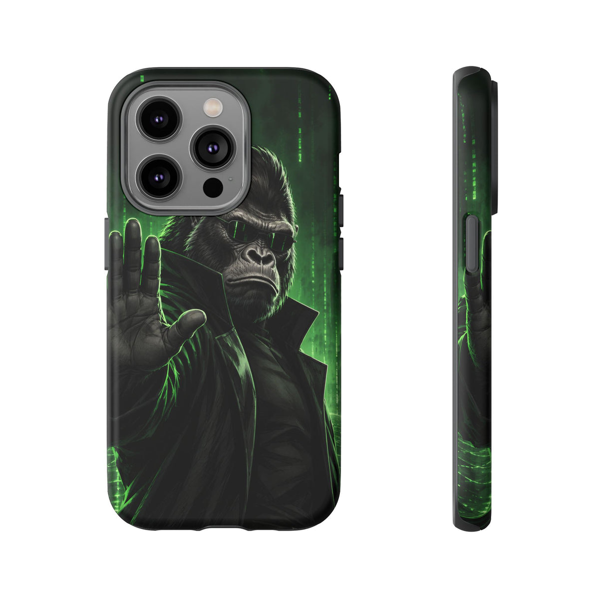 Cyberpunk Gorilla iPhone Tough Case | Neon Code Silverback