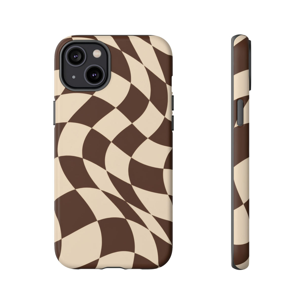 Espresso Wave iPhone Tough Case | brown checkerboard