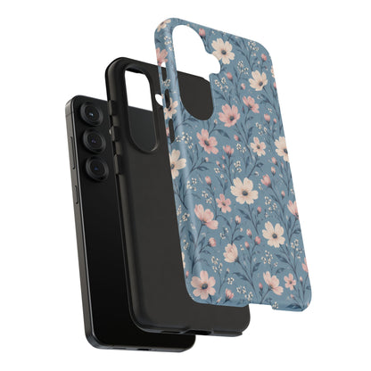 Blue Meadow Samsung Galaxy Tough Case | Pink & Ivory Floral on Blue