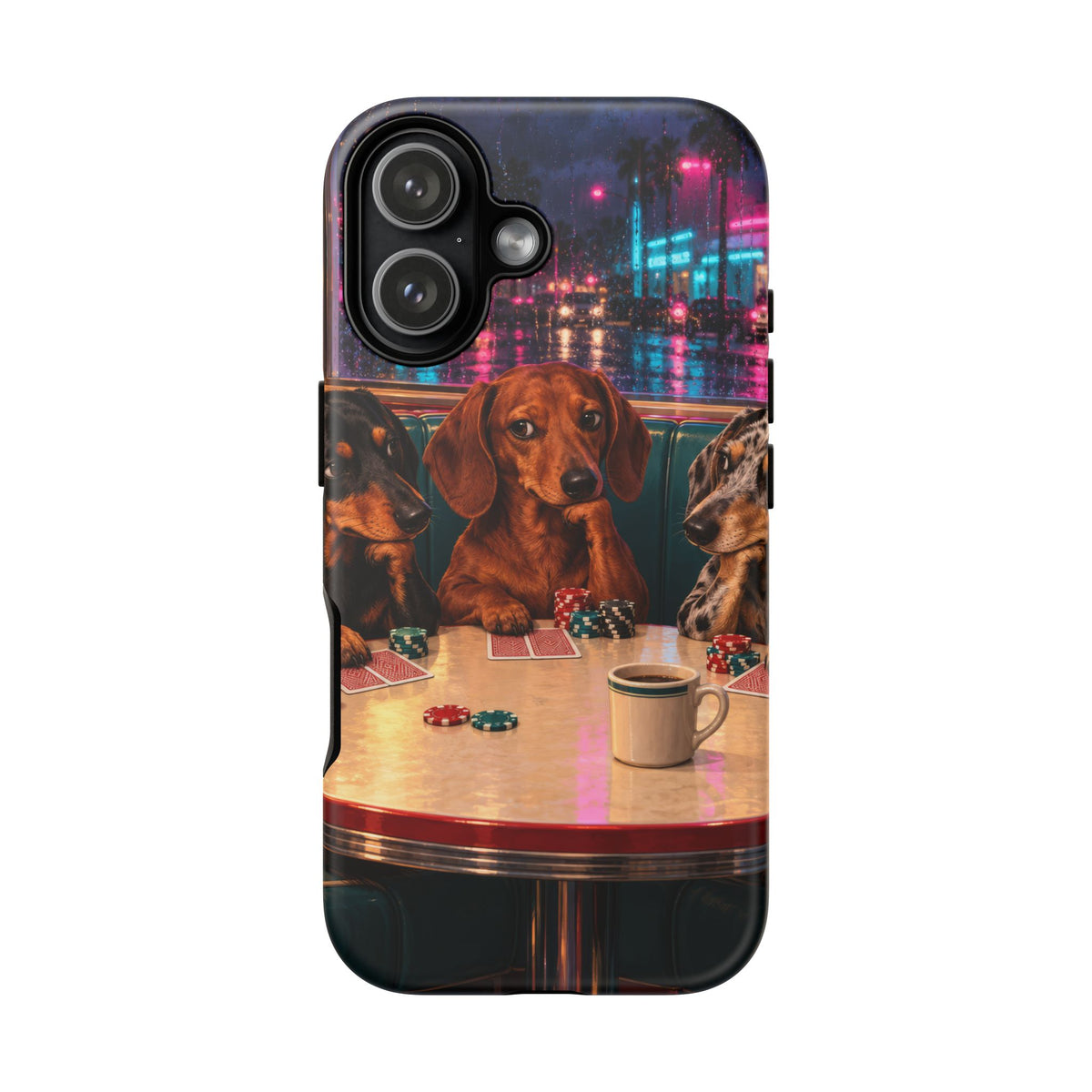 All-Night Aces iPhone Tough Case | dachshund poker