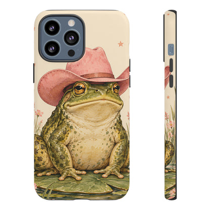 Cowboy Frog iPhone Tough Case | Pink Hat Bullfrog