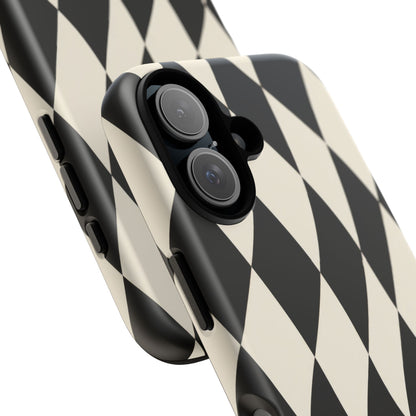 Harlequin Sway iPhone Tough Case | Black & White Harlequin