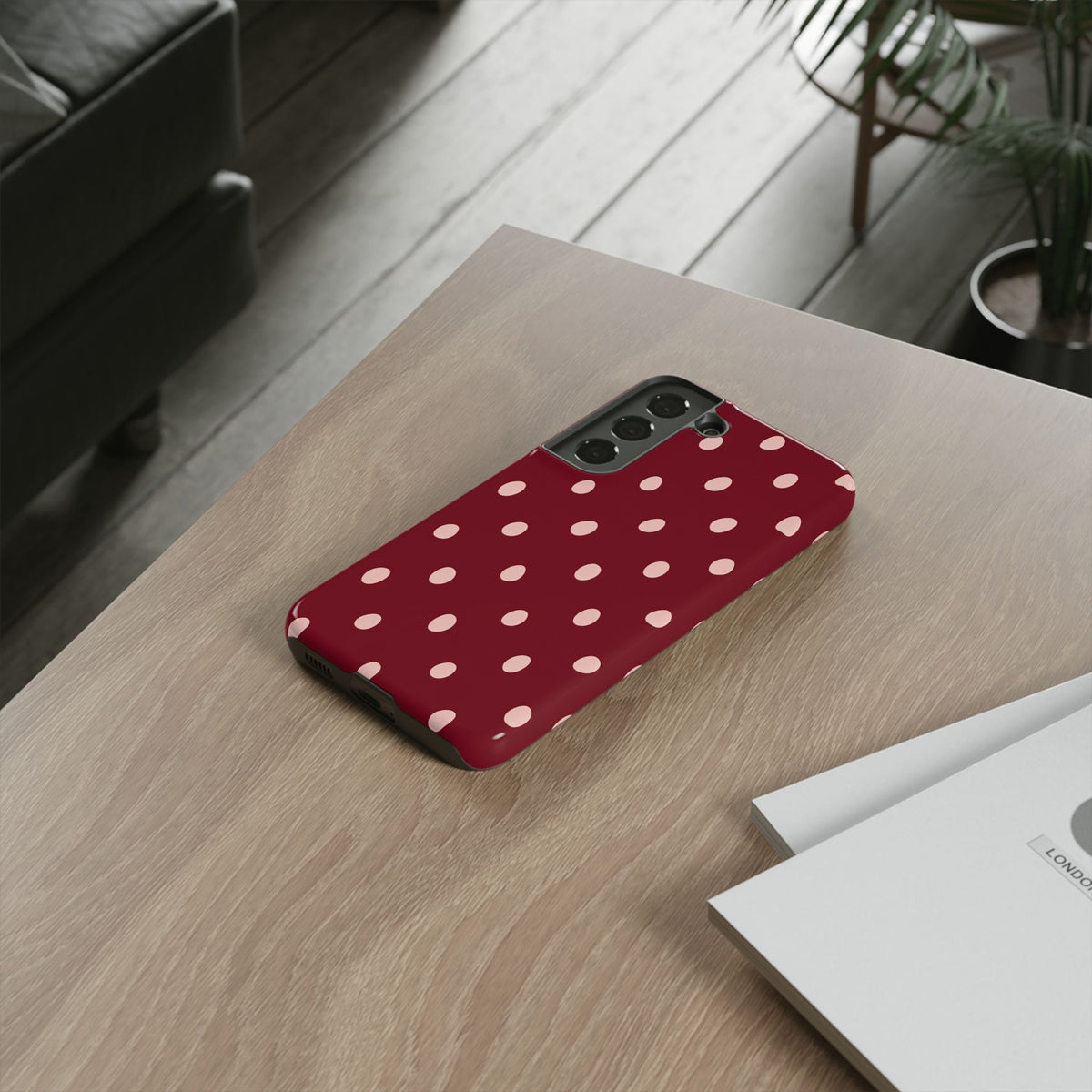 Burgundy Polka Dot Samsung Galaxy Tough Case | Mulberry Confetti