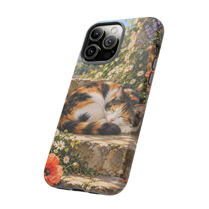 Garden Nap iPhone Tough Case | calico cat