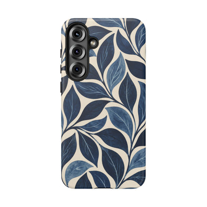 Indigo Folia Samsung Galaxy Tough Case | Indigo & Ivory Leaf Pattern