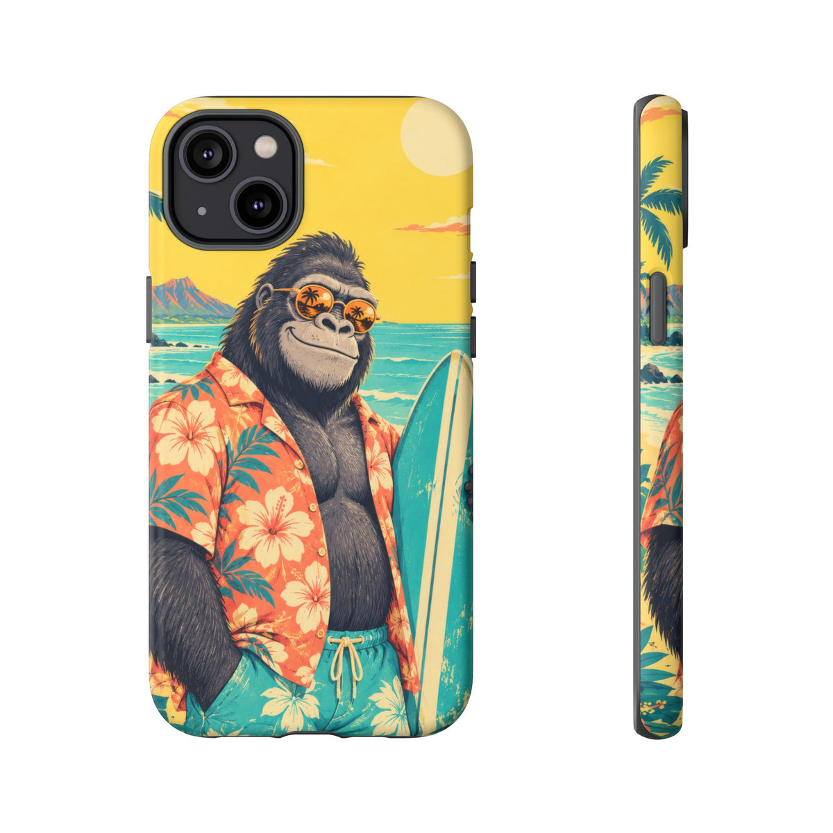 Banana Break iPhone Tough Case | Retro Surf Gorilla Art
