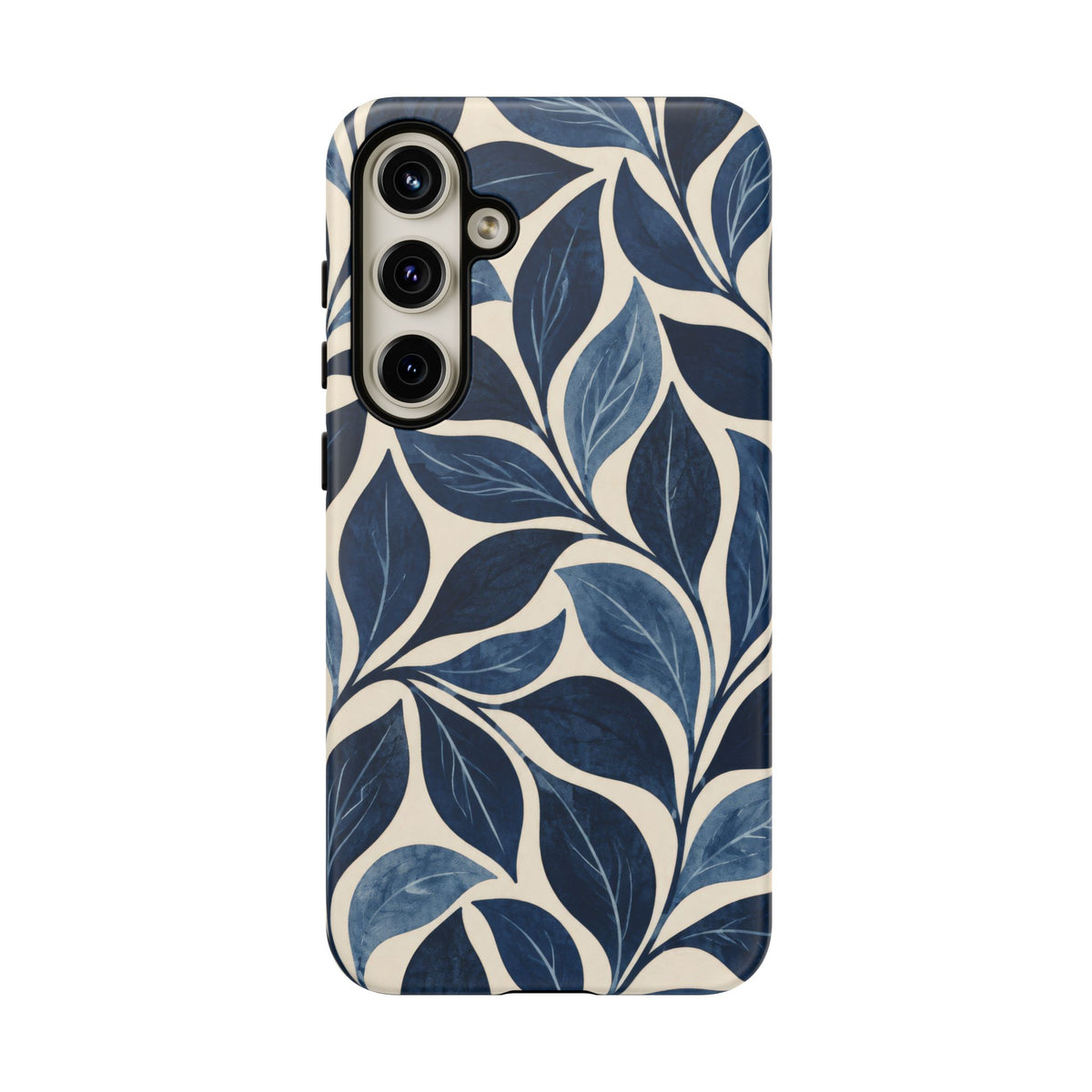 Indigo Folia Samsung Galaxy Tough Case | Indigo & Ivory Leaf Pattern