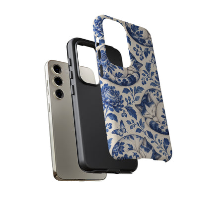 Porcelain Paws Samsung Galaxy Tough Case | blue cat pattern