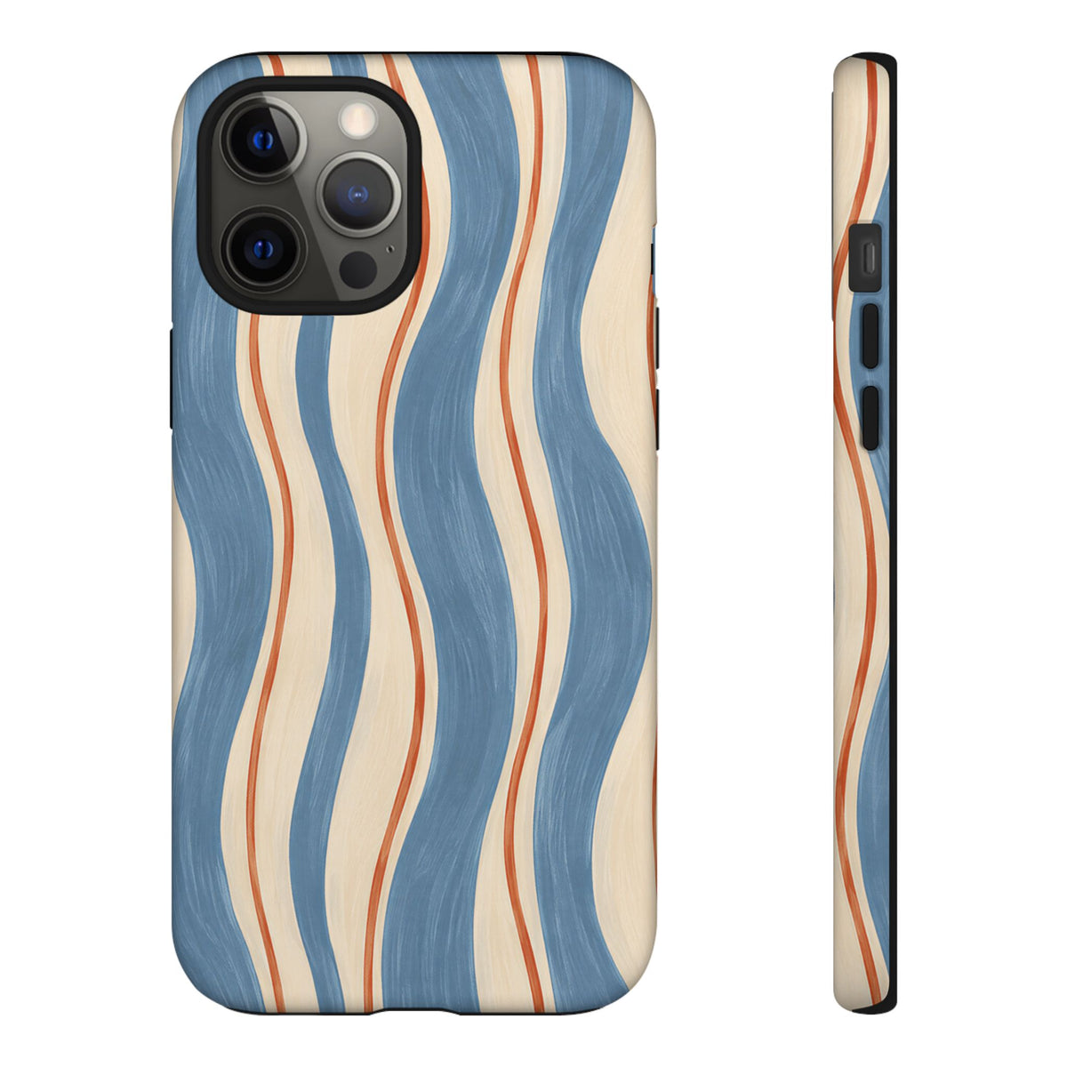 Blue Wavy Stripe iPhone Tough Case | Riviera Ribbons