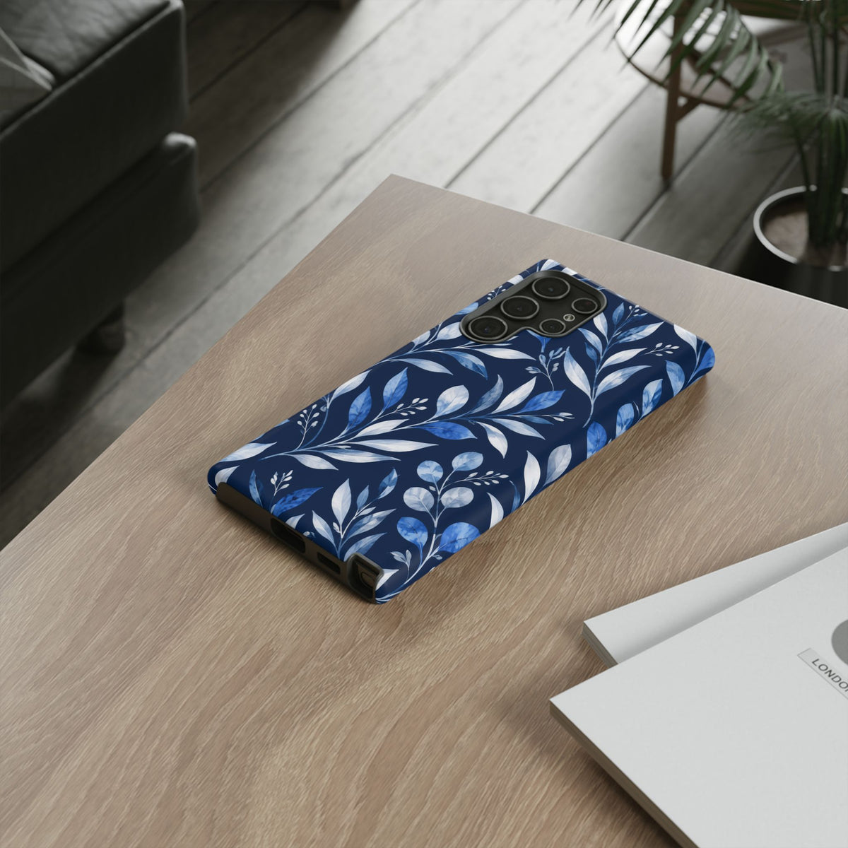 Blue Hour Botanical Samsung Galaxy Tough Case | Blue Botanical Leaf Pattern