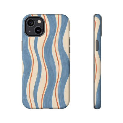 Blue Wavy Stripe iPhone Tough Case | Riviera Ribbons