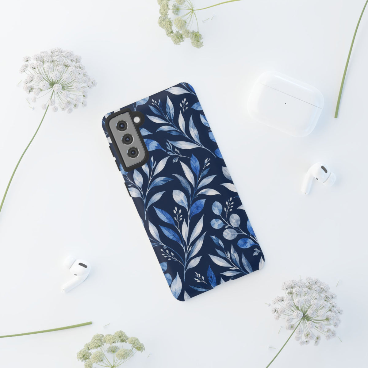 Blue Hour Botanical Samsung Galaxy Tough Case | Blue Botanical Leaf Pattern
