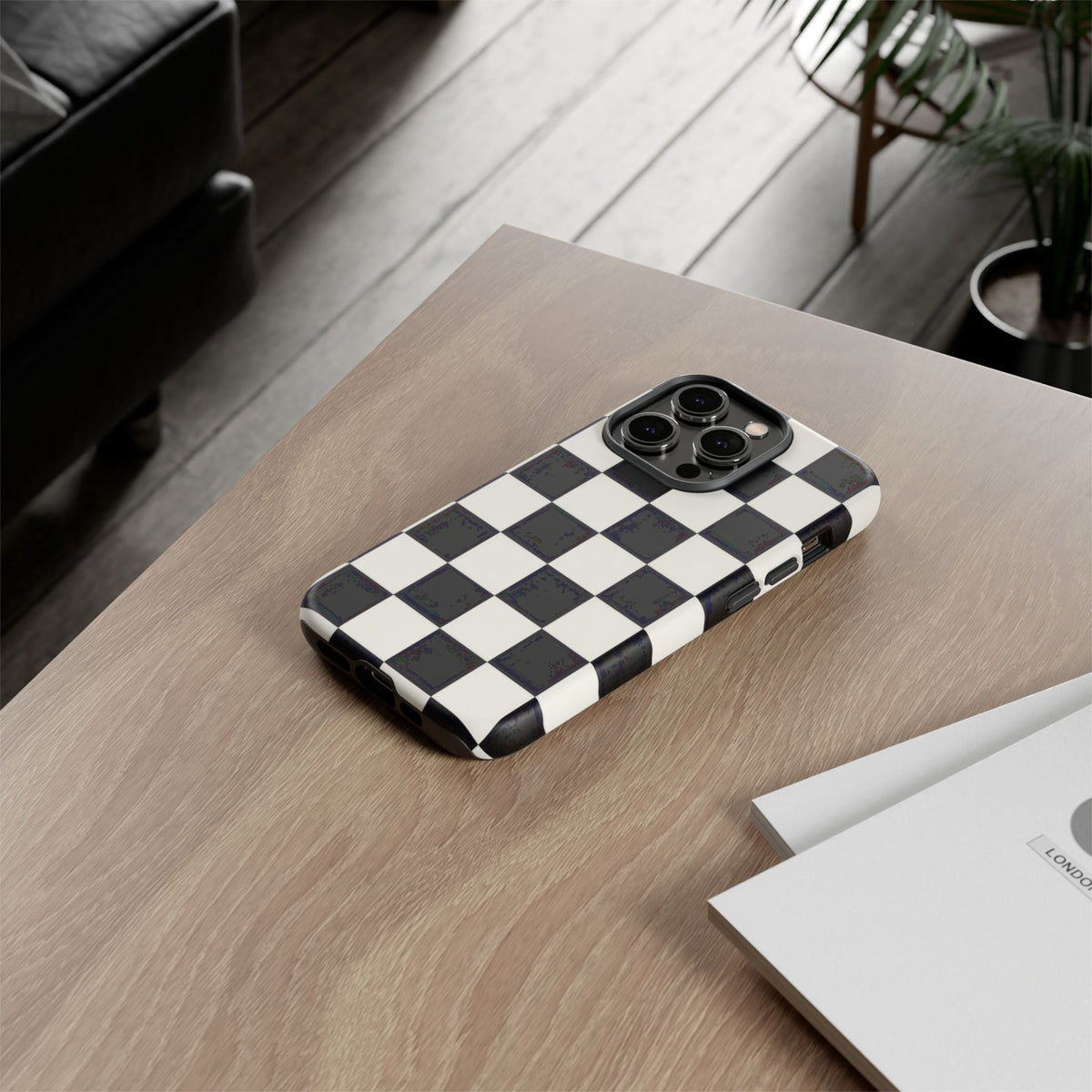 Classic Check iPhone Tough Case | Black & White Checkerboard