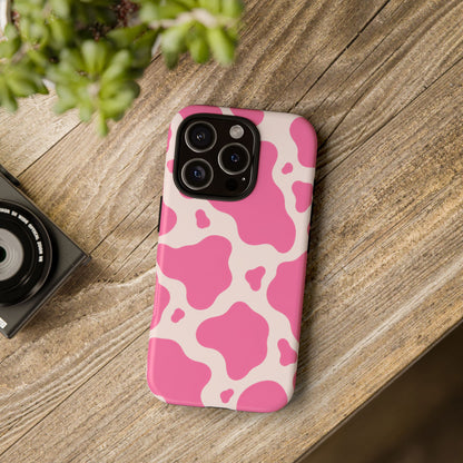 Strawberry Milk iPhone Tough Case | Pink Cow Print