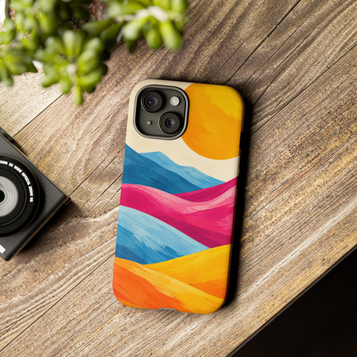 Golden Drift iPhone Tough Case | colorful hills