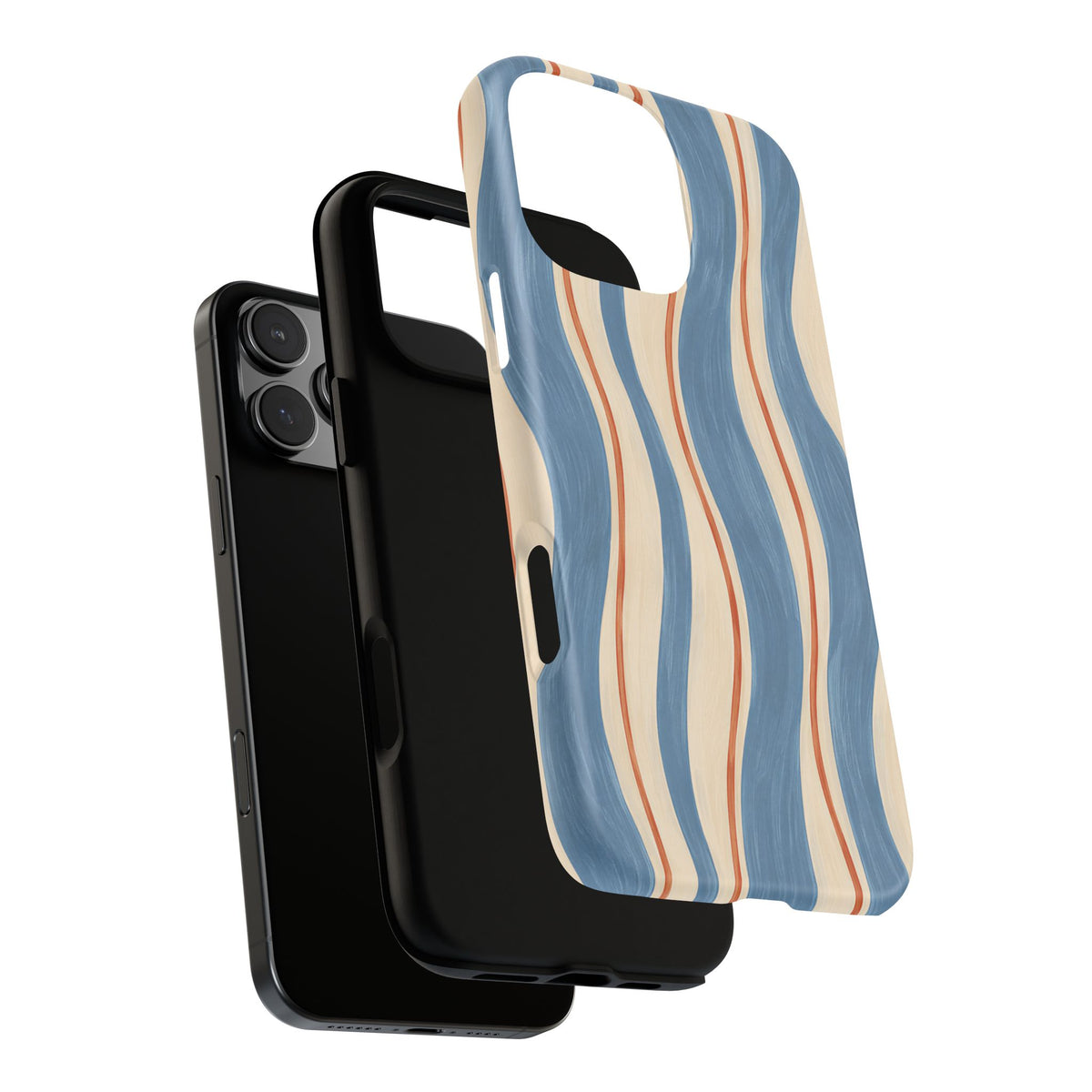 Blue Wavy Stripe iPhone Tough Case | Riviera Ribbons