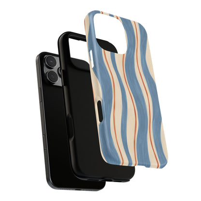Blue Wavy Stripe iPhone Tough Case | Riviera Ribbons