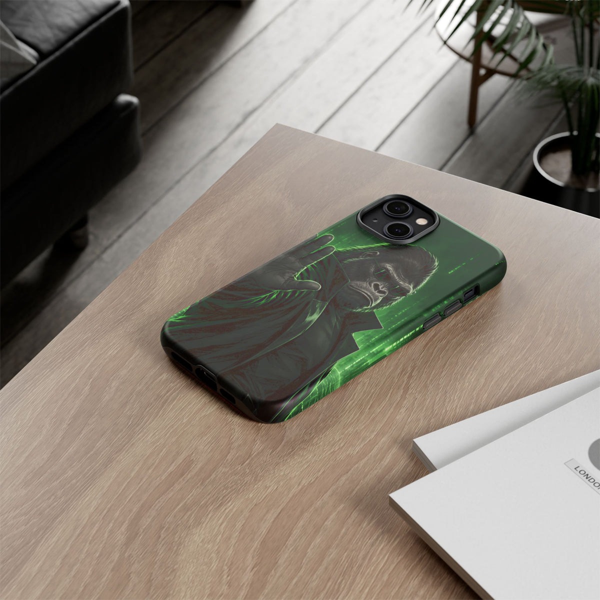 Cyberpunk Gorilla iPhone Tough Case | Neon Code Silverback