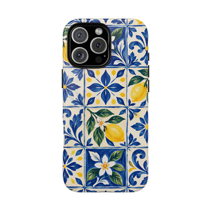 Blue Lemon Tile iPhone Tough Case | Azulejo Orchard