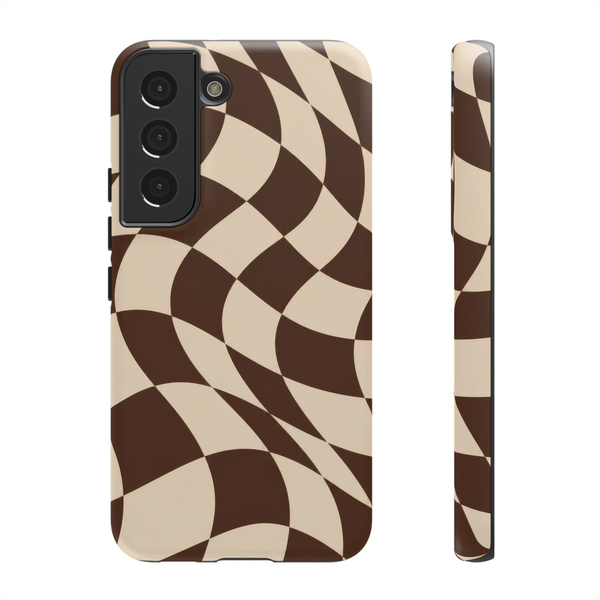 Espresso Wave Samsung Galaxy Tough Case | brown checkerboard