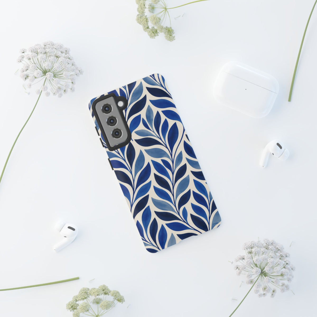 Cobalt Current Samsung Galaxy Tough Case | Cobalt Blue Leaf Pattern