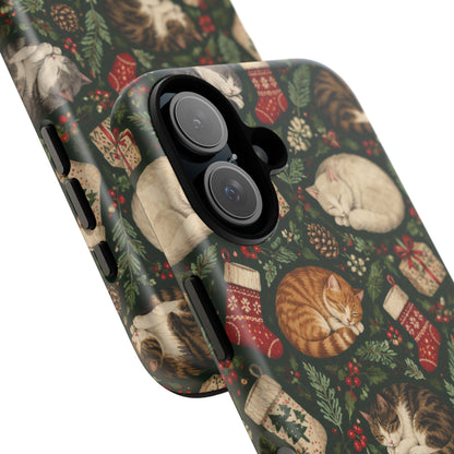 Christmas Cat Naps iPhone Tough Case | christmas cats