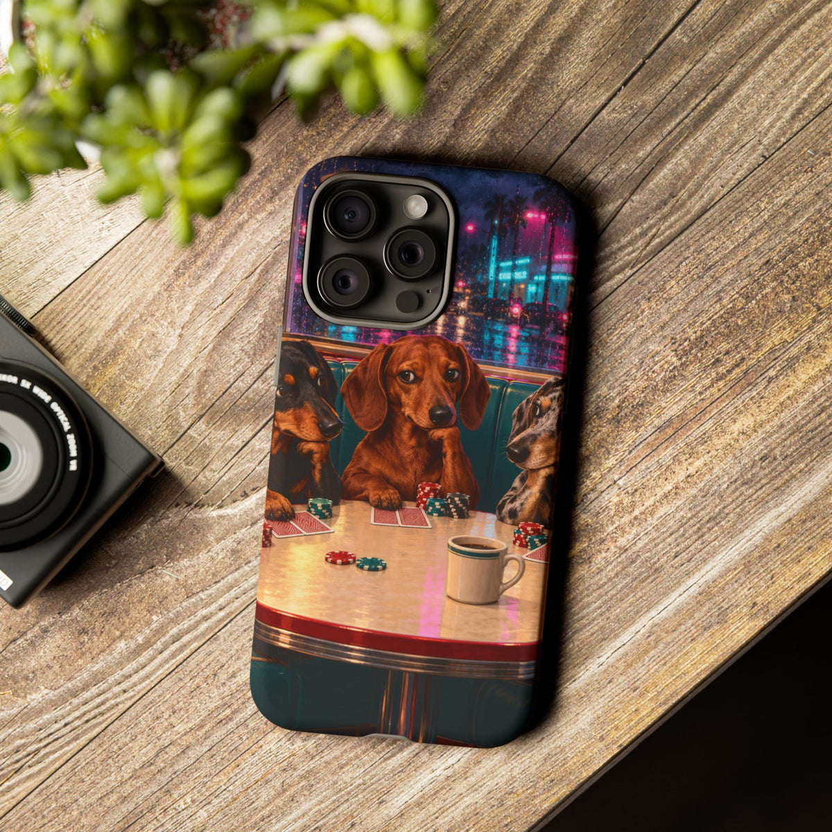 All-Night Aces iPhone Tough Case | dachshund poker