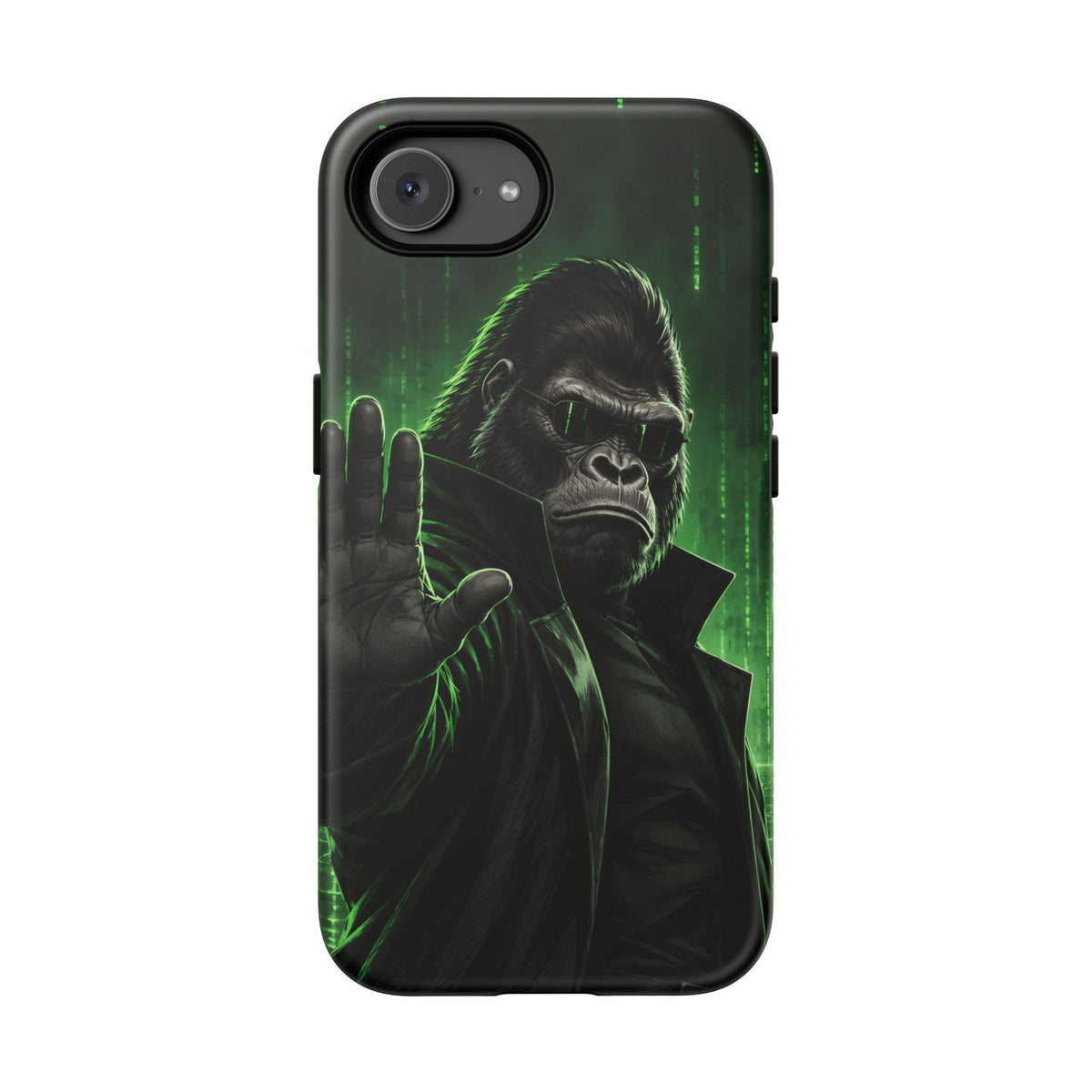 Cyberpunk Gorilla iPhone Tough Case | Neon Code Silverback