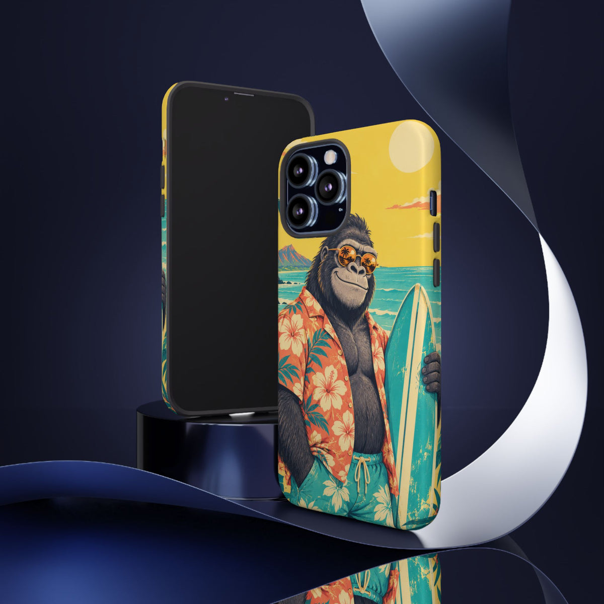 Banana Break iPhone Tough Case | Retro Surf Gorilla Art