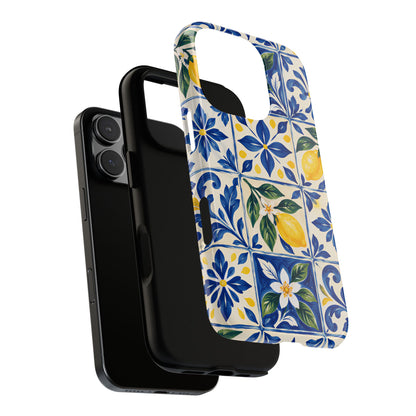 Blue Lemon Tile iPhone Tough Case | Azulejo Orchard