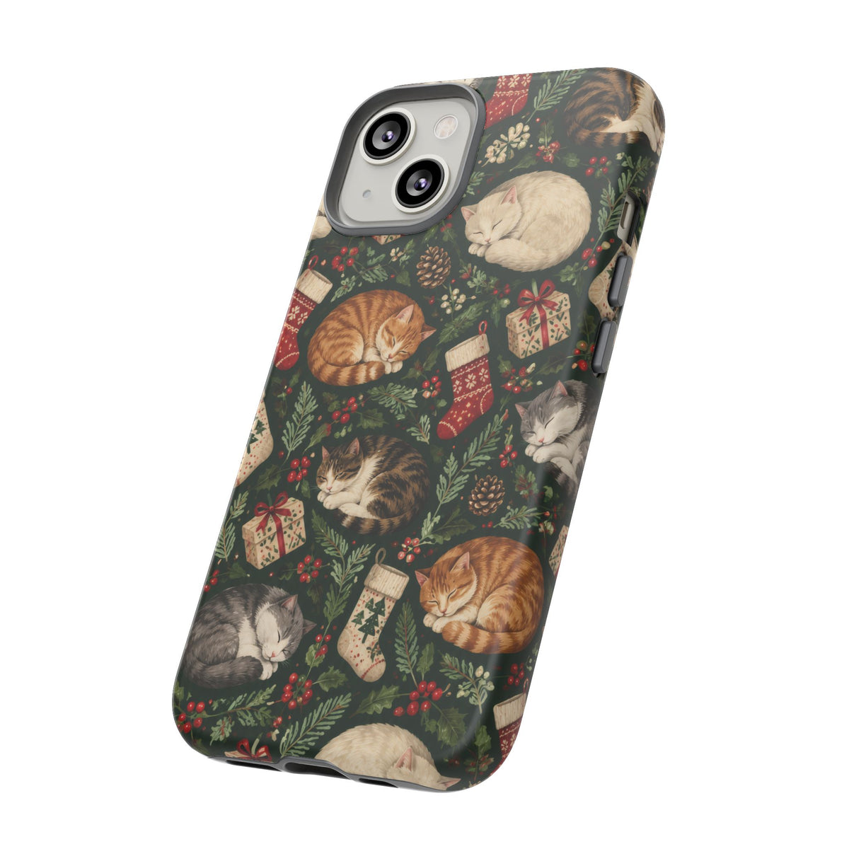 Christmas Cat Naps iPhone Tough Case | christmas cats
