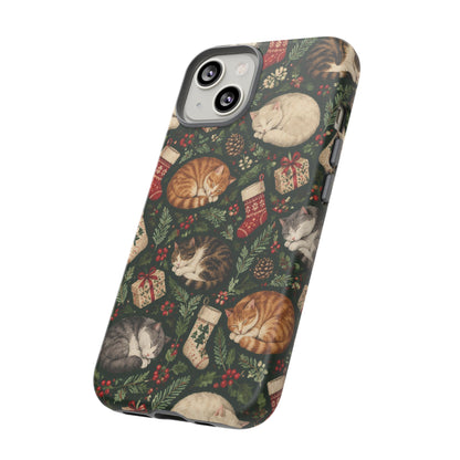 Christmas Cat Naps iPhone Tough Case | christmas cats